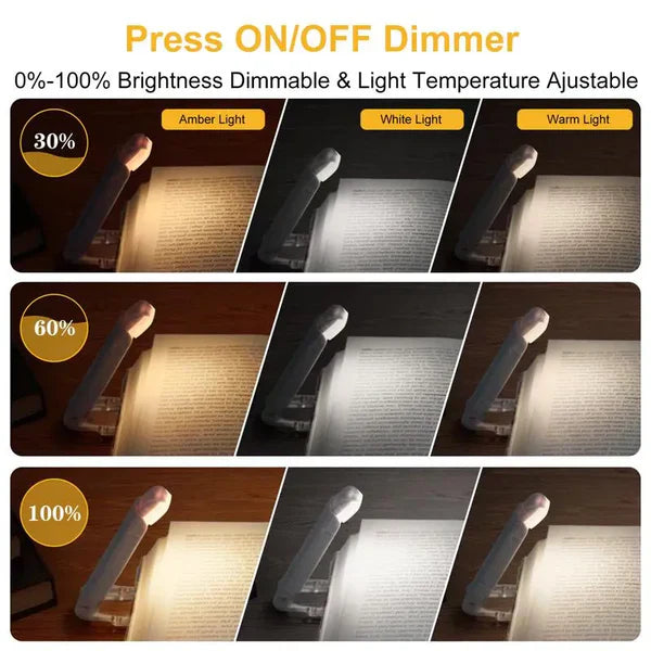 Rechargeable Book Reading Light | Brightness and Temperature Adjustable - Kalesh Monk
