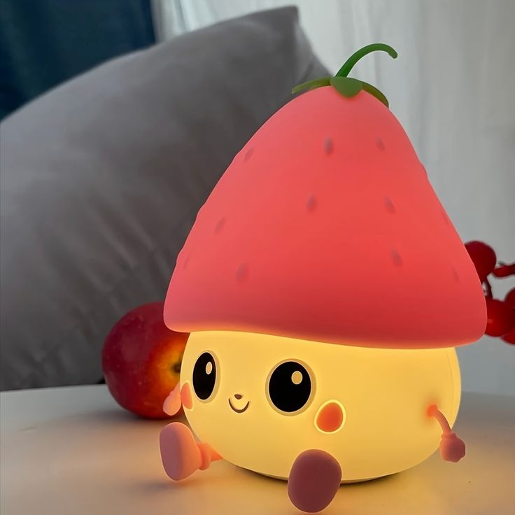 Silicone Strawberry LED Night Light USB Rechargeable Mood Lamp Cute Nightlights Bedroom Lamp For Baby Girl's Gift - Kalesh Monk