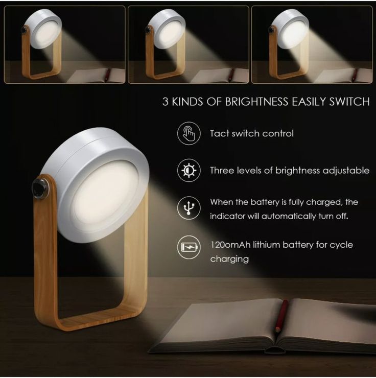 4-in-1 Foldable Table Lamp, USB Rechargeable LED Light, Wooden Handle Portable Lantern Light and Flashlight - Kalesh Monk