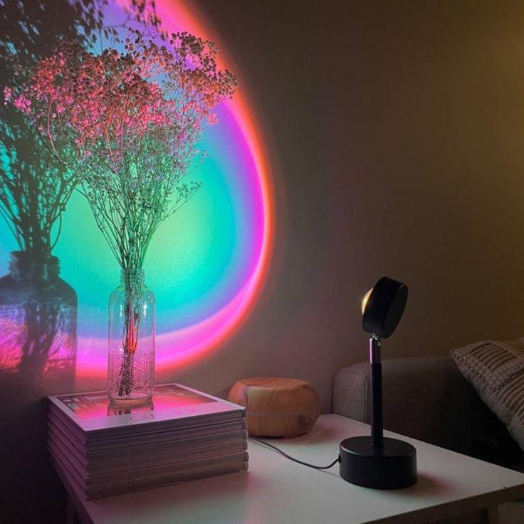 Sunset Lamp Projection Lamp Night Light, 360 Degree Rotation Romantic 16 Colors Changing Night Light With Remote For Adults, Photography, Vlog, Selfie, Party, reels etc. - Kalesh Monk