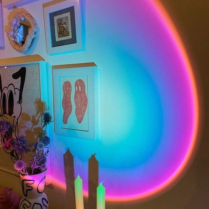 Sunset Lamp Projection Lamp Night Light, 360 Degree Rotation Romantic 16 Colors Changing Night Light With Remote For Adults, Photography, Vlog, Selfie, Party, reels etc. - Kalesh Monk