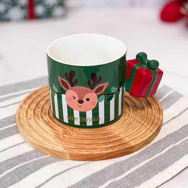 Christmas Themed Mug With Gift Box Handle - Assorted - Single Piece - Kalesh Monk