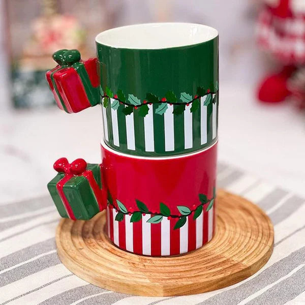 Christmas Themed Mug With Gift Box Handle - Assorted - Single Piece - Kalesh Monk