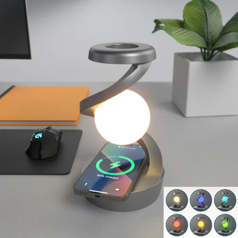 Rotating Wireless RGB Floating Moon Lamp - Kalesh Monk