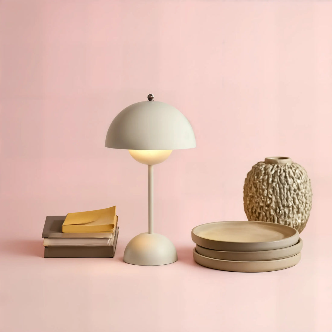 Rechargeable LED Table Lamp – Dimmable, Cordless Touch Lamp for Bedside, Desk & Home Decor | Brushed Metal Finish - Kalesh Monk