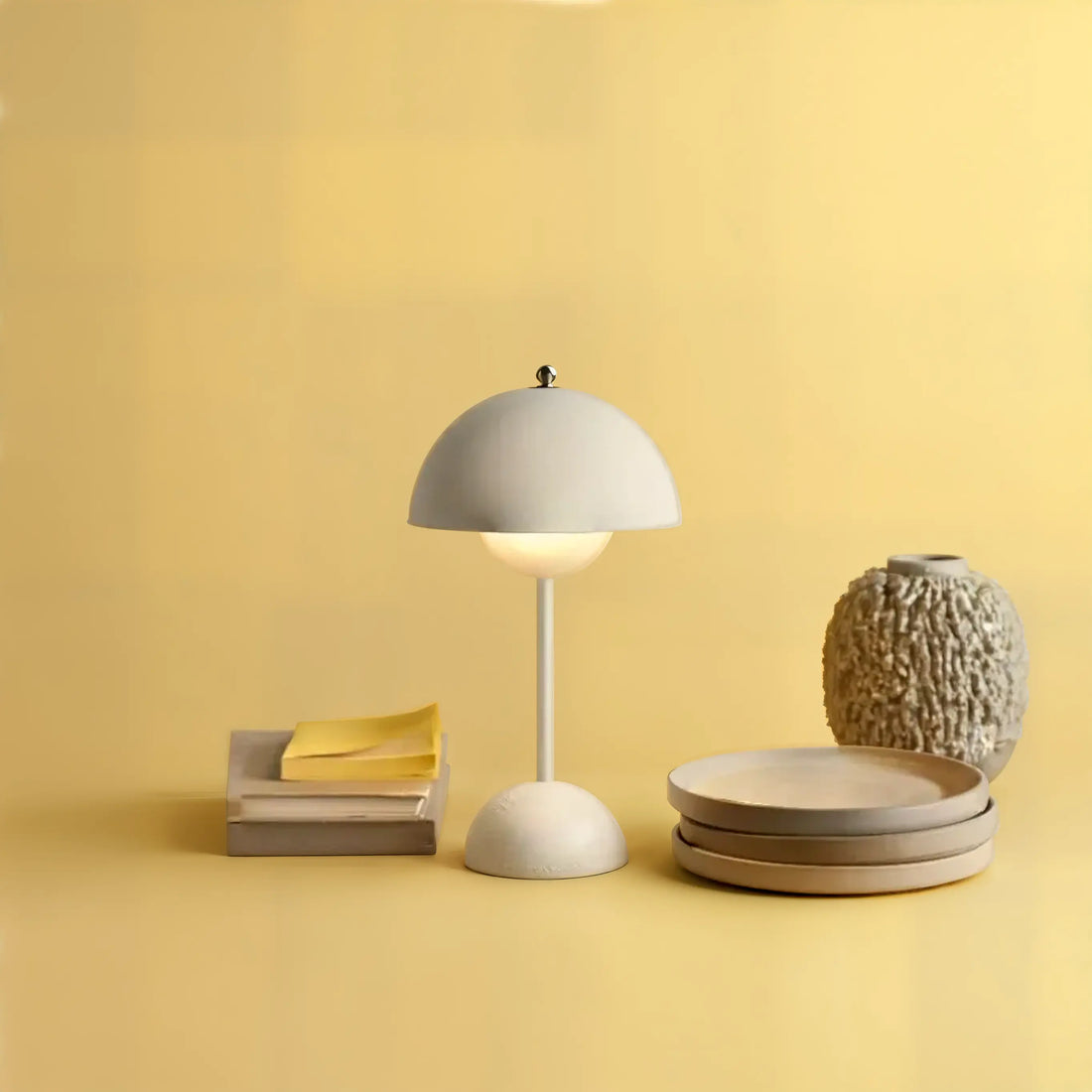 Rechargeable LED Table Lamp – Dimmable, Cordless Touch Lamp for Bedside, Desk & Home Decor | Brushed Metal Finish - Kalesh Monk