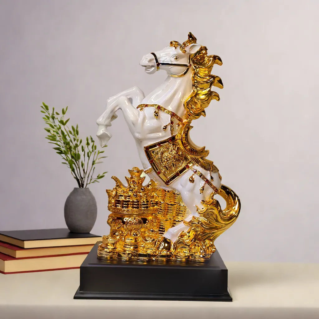 Regal Golden Horse Sculpture - Kalesh Monk