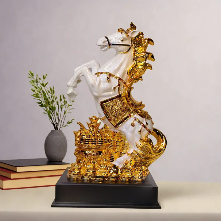 Regal Golden Horse Sculpture - Kalesh Monk