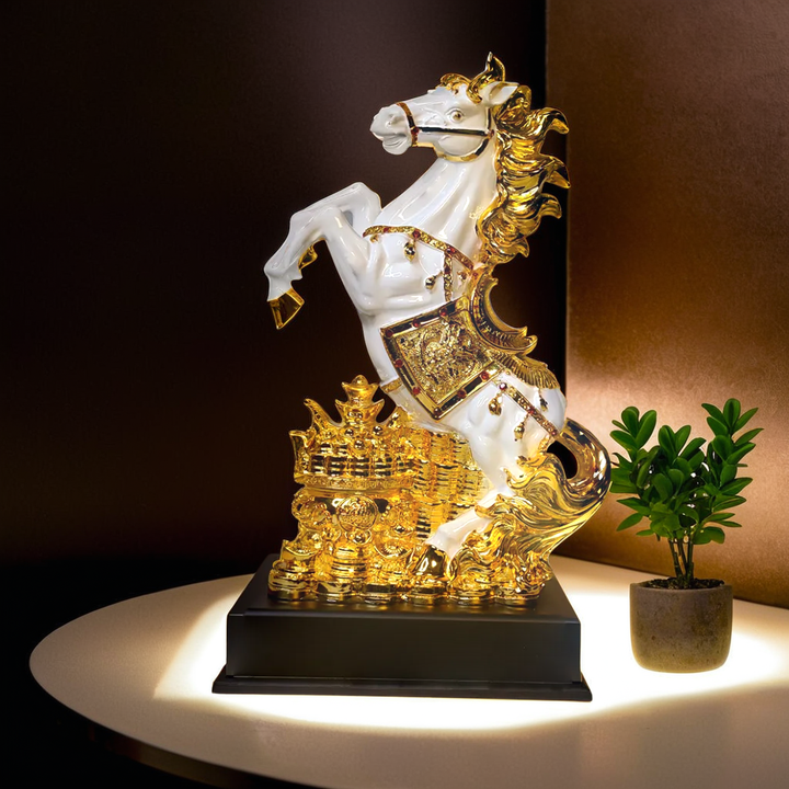 Regal Golden Horse Sculpture - Kalesh Monk
