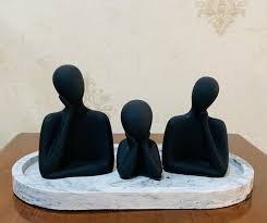 3 Pieces Black Figurine Showpiece - Kalesh Monk
