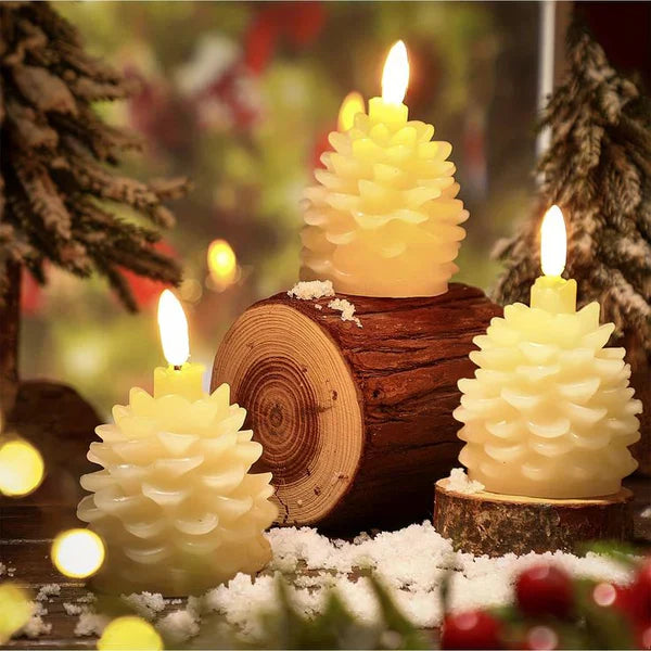 Pine Cone Candle - Pack of 3 - Kalesh Monk