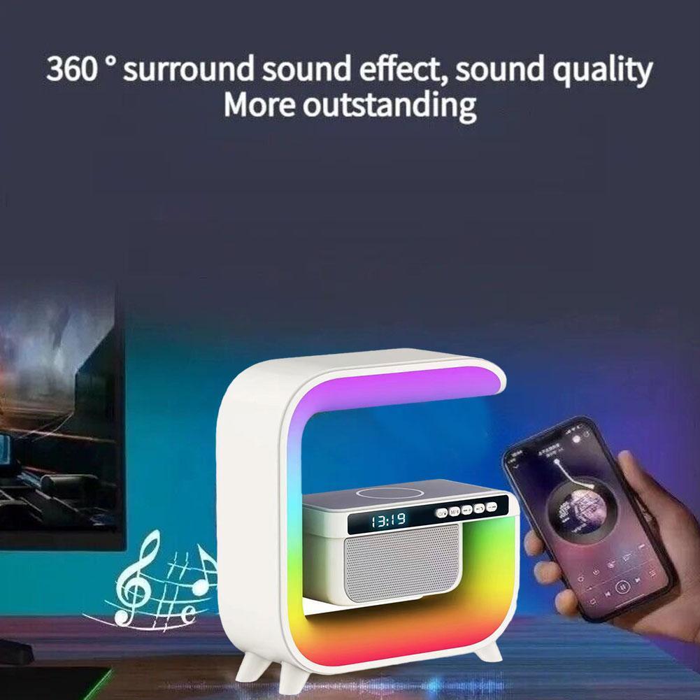 RGB LED Speaker Rgb Night Lamp with app Wireless Charger Alarm Clock Desk Lamp Wireless Charging Wakeup Light - Kalesh Monk