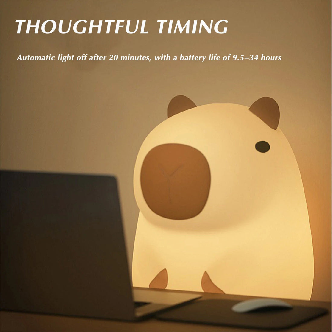 USB Rechargable Capybara Night Light Silicone Lamp