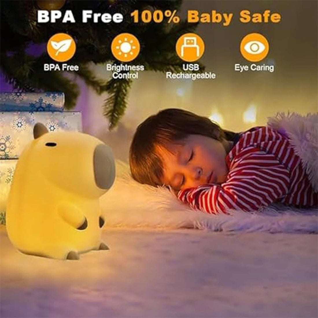 USB Rechargable Capybara Night Light Silicone Lamp