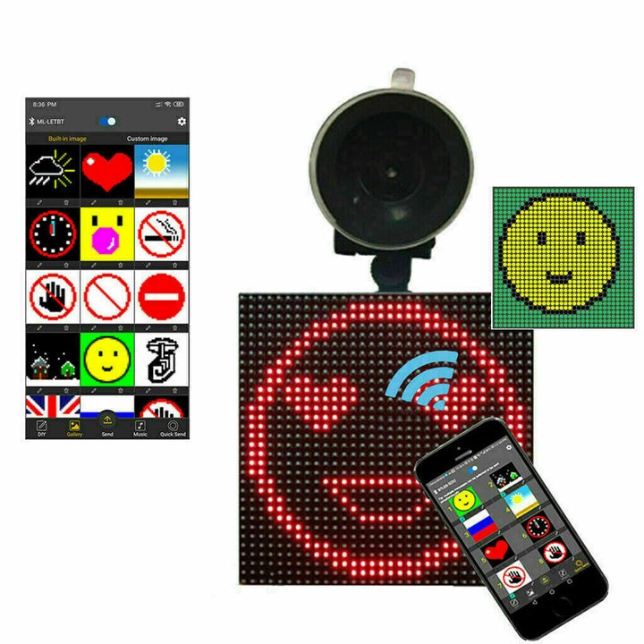 Smart Screen Display Frame, Car Rear Window LED Screen Light, Pattern Animation Scrolling Programmable LED Light , LED Screen, Portable Car Dashboard Screen , App control led Display Screen - Kalesh Monk