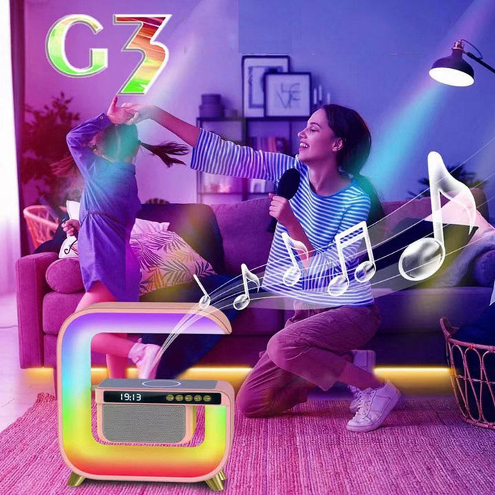 RGB LED Speaker Rgb Night Lamp with app Wireless Charger Alarm Clock Desk Lamp Wireless Charging Wakeup Light - Kalesh Monk