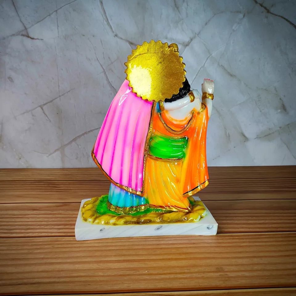 Marble Polish Lord Radha Krishna Love Couple Statue Stand on Lotus Sculpture Han - Kalesh Monk