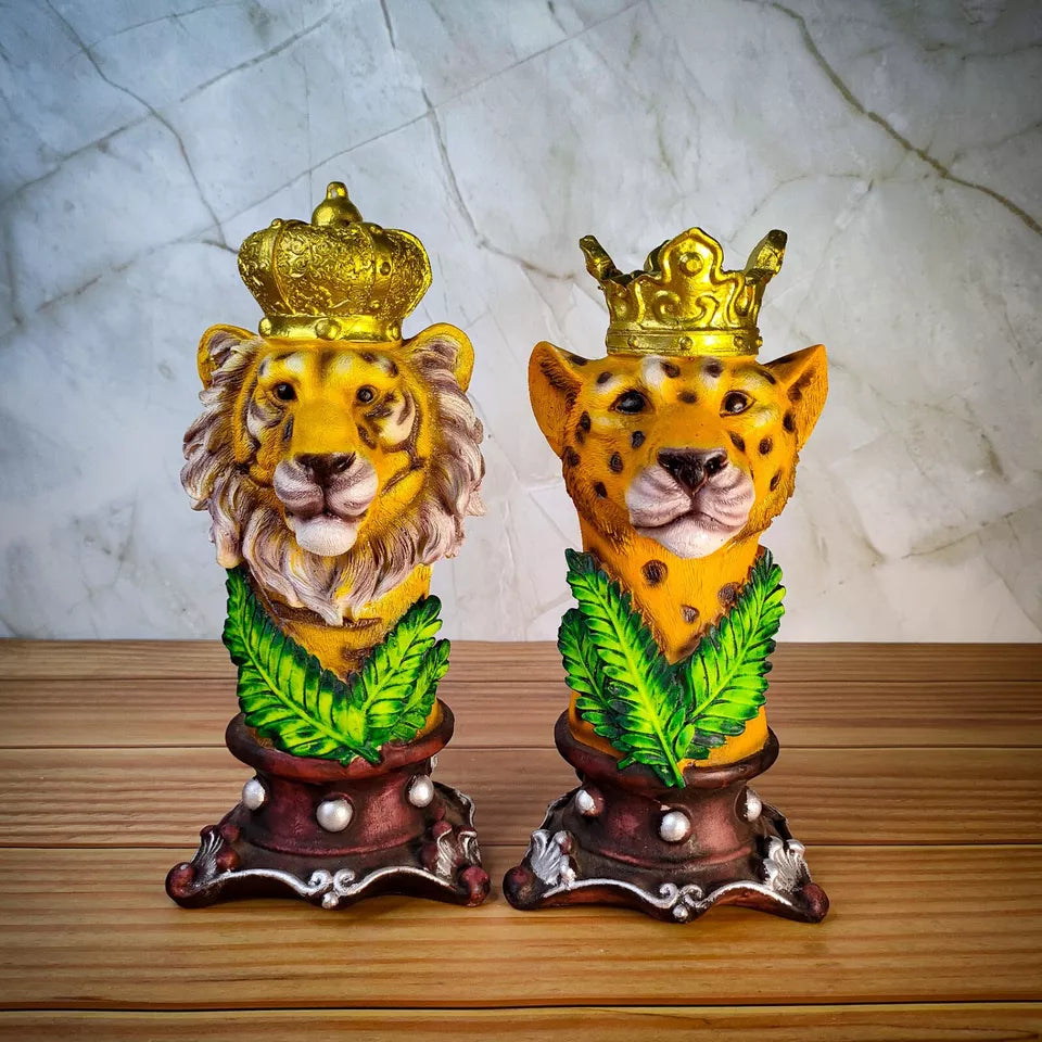 Indian Handcraft Lion Couple Statue for Home Decor Showpiece - Kalesh Monk
