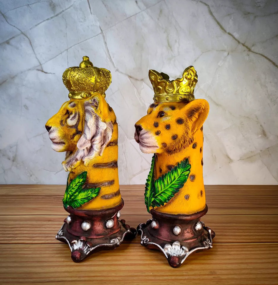 Indian Handcraft Lion Couple Statue for Home Decor Showpiece - Kalesh Monk