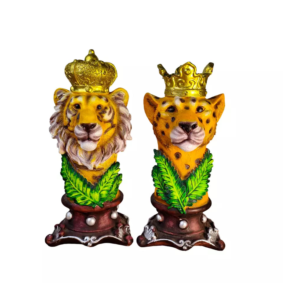 Indian Handcraft Lion Couple Statue for Home Decor Showpiece - Kalesh Monk